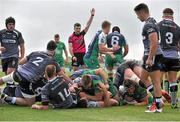 16 May 2015; Connacht's Eoghan Masterson, bottom right, goes over to score a try. Guinness PRO12, Round 22, Connacht v Ospreys, Sportsground, Galway. Picture credit: Ray Ryan / SPORTSFILE