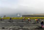 21 May 2015; The stage leaders go past the Ceide Fields during Stage 5 of the 2015 An Post Rás. Newport - Ballina. Photo by Sportsfile