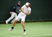 5 July 2008; Robert Smeets in action against Frederik Nielsen. Shelbourne Irish Open Mens Tennis Championship Final 2008, Robert Smeets vs Frederik Nielsen, Fitzwilliam Lawn Tennis Club, Appian Way, Dublin. Picture credit: Stephen McCarthy / SPORTSFILE