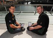 8 July 2008; Clare hurling captain Brian O’Connell, left, and Armagh full-forward Ronan Clarke with their Opel Gaelic Player of the Month Awards for June. Opel GPA Player of the Month Awards, James Joyce Bridge, Dublin. Picture credit: Ray McManus / SPORTSFILE