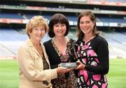 8 July 2008; Donegal's Nora Stapleton accompanied by her mother Siobhan and her grandmother Iris Grant after she was presented with the Irish Independent / Lucozade Sport Ladies Player of the Month Award for June. Croke Park, Dublin. Picture credit: Ray McManus / SPORTSFILE