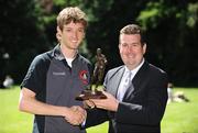 8 July 2008; Cork City's Dave Mooney is presented with the eircom Soccer Writers Association of Ireland Player of the Month Award for June by eircom sponsorship manager Dennis Cousins. Merrion Square, Dublin. Picture credit: Ray McManus / SPORTSFILE