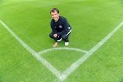 11 July 2008; Bohemians' manager Pat Fenlon relaxes on the excellent surface of Dalymount Park after a press conference ahead of their UEFA Intertoto Cup, 2nd Round, 2nd Leg Cup tie with FK Riga on Saturday. Dalymount Park, Dublin. Picture credit: Ray McManus / SPORTSFILE