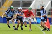 12 July 2008; Jerry O'Connor, Cork, in action against Dublin's from left, John McCaffrey, Ross O'Carroll and James Burke. GAA Hurling All-Ireland Senior Championship Qualifier, Round 3, Cork v Dublin, Pairc Ui Chaoimh, Cork. Picture credit: Pat Murphy / SPORTSFILE