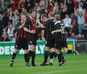 12 July 2008; Jason McGuinness, Bohemians, celebrates with teammates after scoring. UEFA Intertoto Cup, 2nd Round, 2nd leg, Bohemians v FK Riga, Dalymount Park, Dublin. Picture credit: Damien Eagers / SPORTSFILE
