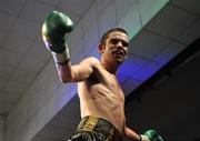 12 July 2008; Bernard Dunne celebrates to the crowd after defeating Damian Marchiano to win the International Super Bantamweight, Hunky Dory Fight Night, Irish Lighweight Championship, National Stadium, Dublin. Picture credit: Ray Lohan / SPORTSFILE *** Local Caption ***