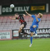 12 July 2008; Conor Powell, Bohemians, in action against Gints Freimanis, FK Riga. UEFA Intertoto Cup, 2nd Round, 2nd leg, Bohemians v FK Riga, Dalymount Park, Dublin. Picture credit: Damien Eagers / SPORTSFILE