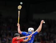 13 July 2008; Thomas Butler, Tipperary, in action against Padraig O'Shea, Cork. ESB Munster Minor Hurling Championship Final, Tipperary v Cork, Gaelic Grounds, Limerick. Picture credit: Pat Murphy / SPORTSFILE