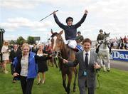 13 July 2008; Jockey, Johnny Murtagh celebrates after Monstone had won the Irish Oaks. The Curragh Racecourse, Co. Kildare. Picture credit: Damien Eagers / SPORTSFILE