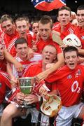 13 July 2008; Cork minors including Paul Honohan, Paul Haughney, 15 and goalkeeper Darran McCarthy celebrate victory. ESB Munster Minor Hurling Championship Final, Tipperary v Cork, Gaelic Grounds, Limerick. Picture credit: Ray McManus / SPORTSFILE