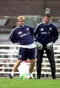 2 June 2000; Goalkeeper Alan Kelly, right, and Stephen McPhail during a Republic of Ireland training session at Moody Bible Institute in Chicago, Illinois, USA. Photo by David Maher/Sportsfile