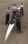 2 August 2000; The Ireland coxless four rowing team, from left, Neville Maxwell, Gearoid Towey, Neal Byrne and Tony O'Connor during a training session at the National Watersport Centre in Nottingham, England, prior to representing Ireland in the men's rowing lightweight coxless fours event at the 2000 Summer Olympics in Sydney, Australia. Photo by Brendan Moran/Sportsfile