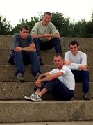 2 August 2000; The Ireland coxless four team, from left, Neal Byrne, Neville Maxwell, Tony O'Connor and Gearoid Towey during a training session at the National Watersport Centre in Nottingham, England, prior to representing Ireland in the men's rowing lightweight coxless fours event at the 2000 Summer Olympics in Sydney, Australia. Photo by Brendan Moran/Sportsfile