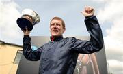 13 July 2008; Jockey Johnny Murtagh celebrates after winning the Darley Irish Oaks on Moonstone. The Curragh Racecourse, Co. Kildare. Picture credit: Damien Eagers / SPORTSFILE