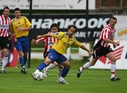 18 July 2008; Neil Fenn, Bohemians, in action against Gareth McGlynn, Derry City. eircom League Premier Division, Derry City v Bohemians, Brandywell, Derry, Co. Derry. Picture credit: Oliver McVeigh / SPORTSFILE