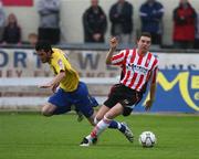 18 July 2008;Kevin Deery, Derry City, in action against Killian Brennan, Bohemians. eircom League Premier Division, Derry City v Bohemians, Brandywell, Derry, Co. Derry. Picture credit: Oliver McVeigh / SPORTSFILE