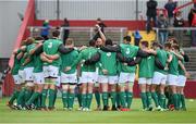 28 May 2015; A general view of the Ireland squad pre-match huddle. International Rugby Friendly, Ireland v Barbarians. Thomond Park, Limerick. Picture credit: Diarmuid Greene / SPORTSFILE