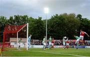 29 May 2015; St Patrick's Athletic's Jason McGuinness, far right, heads his side's second goal. Irish Daily Mail FAI Senior Cup, Second Round, St Patrick's Athletic v Shamrock Rovers. Richmond Park, Dublin. Picture credit: David Maher / SPORTSFILE