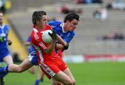 20 July 2008; Matthew Donnelly, Tyrone, in action against Pauric Boyle, Monaghan. ESB Ulster Minor Football Championship Final, Tyrone v Monaghan, St Tighearnach's Park, Clones, Co. Monaghan. Picture credit: Oliver McVeigh / SPORTSFILE