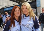 20 July 2008; Dublin supporters Olga Mulvaney, left, from Balinteer, and her sister Amanda O'Keeffe, from Finglas, before the game. GAA Football Leinster Senior Championship Final, Dublin v Wexford, Croke Park, Dublin. Picture credit: Ray McManus / SPORTSFILE