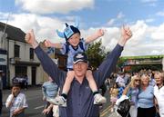 20 July 2008; Dublin supporters Stuart Davidson and his five-year-old son Sam, from Rush, on their way to the game. GAA Football Leinster Senior Championship Final, Dublin v Wexford, Croke Park, Dublin. Picture credit: Ray McManus / SPORTSFILE