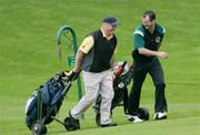 18 July 2008; Former Armagh star, Benny Tierney, Mullaghban GFC, Armagh, and Present Armagh star forward, Steven McDonnell, Killeavey GFC, Armagh, during the FBD GAA Golf Challenge, Ulster Final. Current GAA stars and all-time legends were on hand to tee off the competition, which is now in its ninth year and allows GAA clubs from across Ireland and abroad to compete for an All-Ireland title on a completely level par, without restrictions. Killymoon Golf Club, Cookstown, Co. Tyrone. Picture credit: Oliver McVeigh / SPORTSFILE