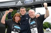 12 July 2008; Niamh Crowley, Paul Brogan and Jim McCabe after completing the Lifestyle Sports - adidas Irish Runner Challenge. Phoenix Park, Dublin. Picture credit: Ray McManus / SPORTSFILE