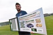 1 June 2015; Republic of Ireland's Daryl Murphy at the launch of the 2015 Irish Football National Draw, helping clubs and leagues raise additional funding to run grassroots football. Gannon Park, Malahide, Co. Dublin. Picture credit: David Maher / SPORTSFILE