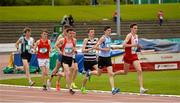 16 May 2015; Athlete's during the Senior Boys 5000m at the GloHealth Leinster Schools Track and Field Championships. Morton Stadium, Santry, Dublin. Picture credit: Oliver McVeigh / SPORTSFILE