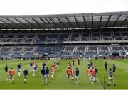 16 May 2015; Leinster players warm-up ahead of the game. Guinness PRO12, Round 22, Edinburgh v Leinster. BT Murrayfield, Edinburgh, Scotland. Picture credit: Stephen McCarthy / SPORTSFILE