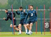 6 June 2015; Republic of Ireland players Shane Long, Harry Arter and Marc Wilson during squad training. Gannon Park, Malahide, Co. Dublin. Picture credit: David Maher / SPORTSFILE