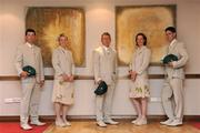 29 July 2008; The Ireland Olympic Three Day Eventing Team of, from left, Captain Geoff Curran, Louise Lyons, Austin O'Connor, Patricia Ryan and Niall Griffin at the team hotel before their departure to Hong Kong. Hilton Hotel, Dublin Airport, Malahide Road, Dublin. Picture credit: Pat Murphy / SPORTSFILE