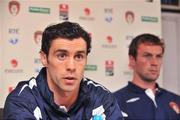 29 July 2008;  Damien Lynch, left, and Jamie Harris, St. Patrick's Athletic speaking to the media at the press conference. St. Patrick's Athletic press conference, Richmond Park, Dublin. Picture credit: David Maher / SPORTSFILE