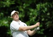 29 July 2008; Eric Miller watches his tee shot from the 1st tee box during the BT IRUPA Rugby Players Golf Classic. Elm Park Golf Club, Dublin. Picture credit: Brian Lawless / SPORTSFILE