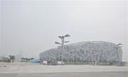 4 August 2008; A general view of the National Stadium as smog cloakes the Olympic Green area. Beijing 2008 - Games of the XXIX Olympiad, National Stadium, Olympic Green, Beijing, China. Picture credit: Brendan Moran / SPORTSFILE