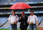 5 August 2008; Dave Shannon, MD of Toyota with Cork's Graham Canty, left and Kildare's Enda Murphy, right, during a photocall ahead of the GAA Football All-Ireland Senior Championship Quarter-Finals. Croke Park, Dublin. Photo by Sportsfile