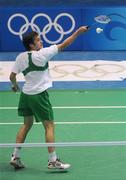 7 August 2008; Scott Evans in action during a training session with Ireland's other badminton representative Chloe Magee in advance of the Games which start on Saturday. Beijing 2008 - Games of the XXIX Olympiad, Beijing University of Technology Gymnasium, Beijing, China. Picture credit: Ray McManus / SPORTSFILE