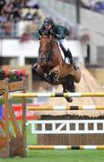 8 August 2008; Nabab's Son, with Denis Lynch up, competes for Ireland at the Samsung Super League with FEI of Ireland Aga Khan Nations Cup. Failte Ireland Dublin Horse Show 2008, The Royal Dublin Society (RDS), Ballsbridge, Dublin. Picture credit: Brian Lawless / SPORTSFILE