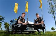 10 June 2015; The GAA/GPA All-Stars, sponsored by Opel are delighted to announce Steven O’Brien, Tipperary, and Cian Lynch, Limerick, as the Opel Players of the Month for May in football and hurling respectively. Pictured with their awards are Cian Lynch, left, Limerick, and Steven O'Brien, Tipperary. Windsor Airside Opel, Swords, Co. Dublin. Picture credit: Brendan Moran / SPORTSFILE