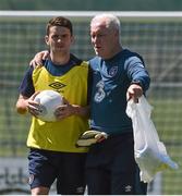 10 June 2015; Republic of Ireland's Robbie Brady with goalkeeping coach Seamus McDonagh during squad training. Republic of Ireland Squad Training, Gannon Park, Malahide, Co. Dublin. Picture credit: David Maher / SPORTSFILE