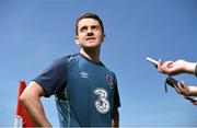 10 June 2015; Republic of Ireland Robbie Brady during a pitchside update. Republic of Ireland Pitchside Update, Gannon Park, Malahide, Co. Dublin. Picture credit: David Maher / SPORTSFILE