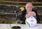 11 June 2015; RTE 2FM Game On International Special, Live from the Aviva FanStudio, Aviva Stadium. Hosted by Hugh Cahill, the Sports Panel includes Eamon Dunphy, Brian Kerr, Anthony Finnerty and Gary Murphy. Streamed Live on RTE.ie/fanstudio and on demand through RTE Player - #AvivaDanStudio. Pictured is former Republic of Ireland international and RTÉ pundit Eamon Dunphy. Aviva Stadium, Lansdowne Road, Dublin. Picture credit: Cody Glenn / SPORTSFILE