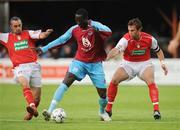 10 August 2008; Ibrahima Iyane-Thiam, Drogheda United, in action against Gary Dempsey, left, and Jamie Harris, St. Patrick's Athletic. eircom League Premier Division, St. Patrick's Athletic v Drogheda United, Richmond Park, Dublin. Picture credit: Matt Browne / SPORTSFILE