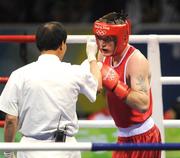 14 August 2008; Ireland's John Joe Joyce is issued with a 'public warning' in the first round of the 'round of 16' Light welter weight, 64 kg, contest. Beijing 2008 - Games of the XXIX Olympiad, Beijing Workers Gymnasium, Olympic Green, Beijing, China. Picture credit: Ray McManus / SPORTSFILE