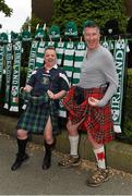 13 June 2015; Scotland supporters Ewan Brock and Matt Sneddon, from Glasgow, outside the stadium ahead of the game. UEFA EURO 2016 Championship Qualifier, Group D, Republic of Ireland v Scotland, Aviva Stadium, Lansdowne Road, Dublin. Picture credit: Ray McManus / SPORTSFILE