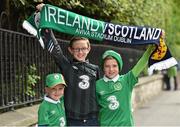 13 June 2015; Republic of Ireland supporters Piers, aged 6, Josh, aged 13, and Jay, aged 10, Hogan, from Enniscorthy, Co. Wexford, at the game. UEFA EURO 2016 Championship Qualifier, Group D, Republic of Ireland v Scotland, Aviva Stadium, Lansdowne Road, Dublin. Picture credit: Matt Browne / SPORTSFILE