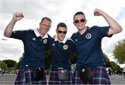 13 June 2015; Scotland supporters outside the stadium ahead of the game. UEFA EURO 2016 Championship Qualifier, Group D, Republic of Ireland v Scotland, Aviva Stadium, Lansdowne Road, Dublin. Picture credit: Ramsey Cardy / SPORTSFILE