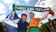 13 June 2015; Supporters Scott Lowe, from Edinburgh, Scotland, and Jummy Donoghue, from Laughlinstown, Dublin, ahead of the game. UEFA EURO 2016 Championship Qualifier, Group D, Republic of Ireland v Scotland, Aviva Stadium, Lansdowne Road, Dublin. Picture credit: Ramsey Cardy / SPORTSFILE