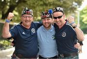 13 June 2015; Scotland supporters from left, George Annand, John Morrisson and George Hislop, from Aberdeen, on their way to the game. UEFA EURO 2016 Championship Qualifier, Group D, Republic of Ireland v Scotland, Aviva Stadium, Lansdowne Road, Dublin. Picture credit: Matt Browne / SPORTSFILE