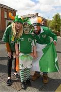13 June 2015; Republic of Ireland supporters Jennifer, Michael and Jack Fisher, from Letterkenny, Co. Donegal, ahead the game. UEFA EURO 2016 Championship Qualifier, Group D, Republic of Ireland v Scotland, Aviva Stadium, Lansdowne Road, Dublin. Picture credit: Ray McManus / SPORTSFILE